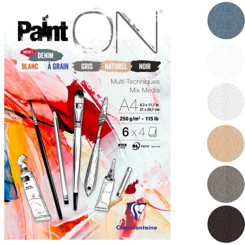 Blok mix media Clairefontaine Paint On MIX - A4, 250 g, 24 ark.