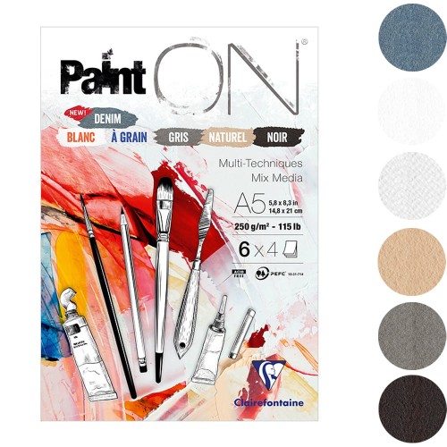 Blok mix media Clairefontaine Paint On MIX - A5, 250 g, 24 ark.