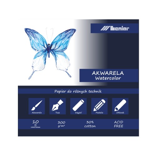 Blok do akwareli Leniar - 14 x 14 cm, 300 g, 10 ark. 