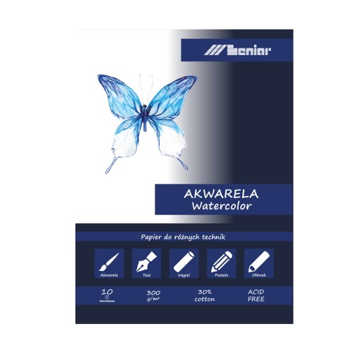 Blok do akwareli Leniar - 9 x 13 cm, 300 g, 10 ark. 