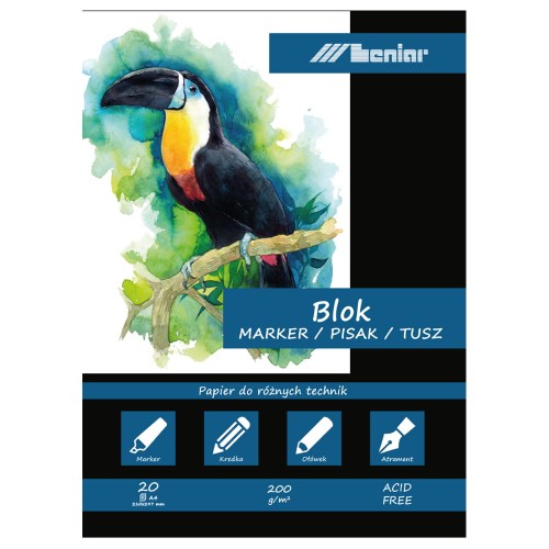Blok do markerów Leniar Tukan - A4, 200 g, 20 ark.