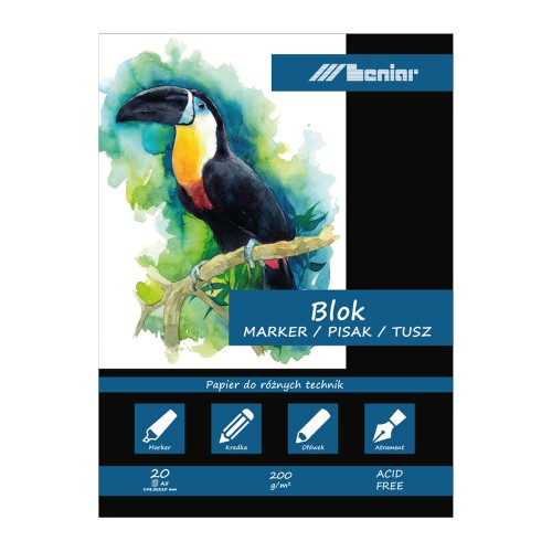 Blok do markerów Leniar Tukan - A5, 200 g, 20 ark.