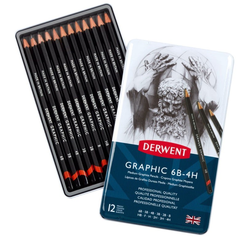 Zestaw ołówków Graphic Derwent Designer - 12 szt., 6B-H, medium