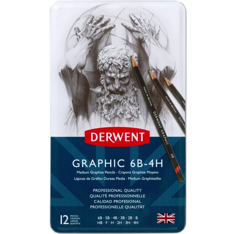 Zestaw ołówków Graphic Derwent Designer - 12 szt., 6B-H, medium