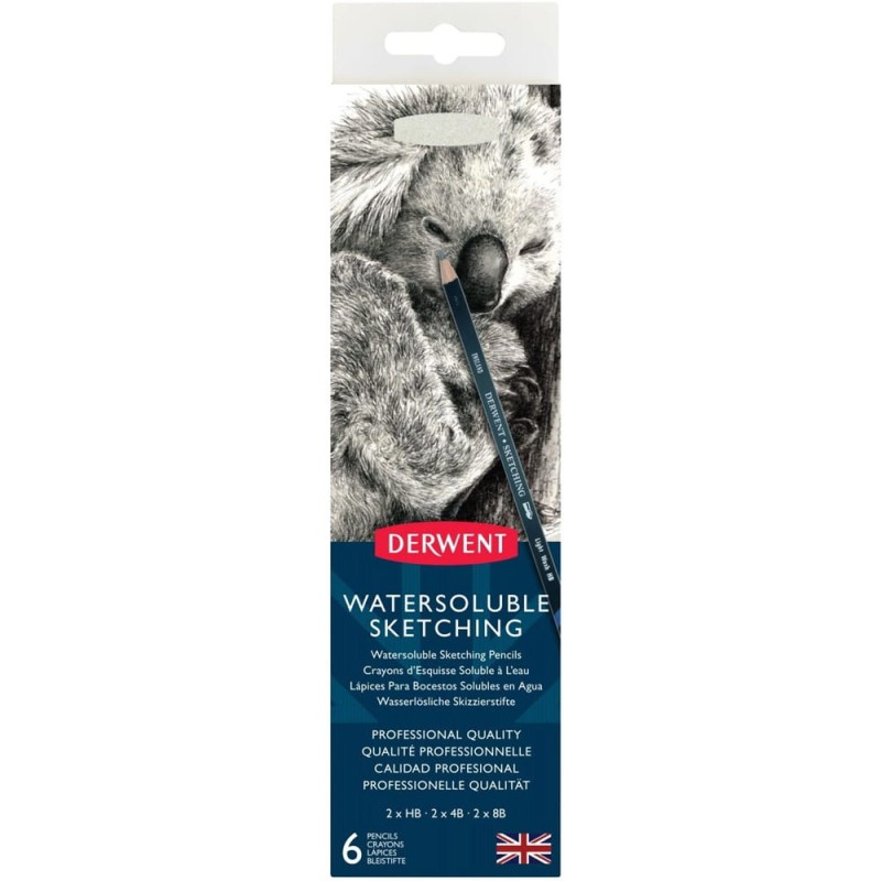 Zestaw ołówków Watersoluble Sketching Derwent - 6 szt., (HB, 4B, 8B)