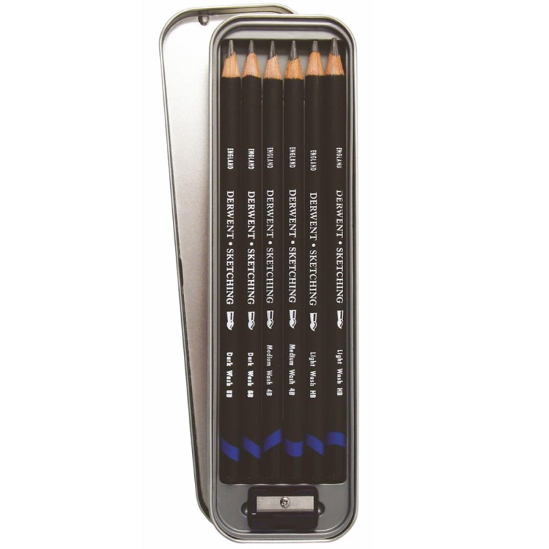 Zestaw ołówków Watersoluble Sketching Derwent - 6 szt., (HB, 4B, 8B)