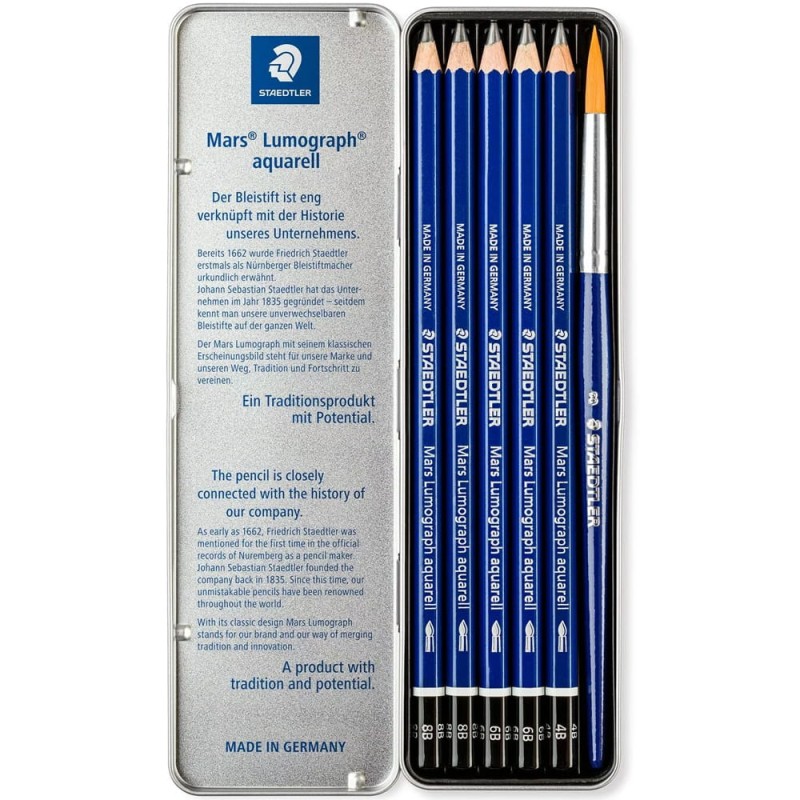 Zestaw ołówków akwarelowych Staedtler Mars Lumograph 5 szt. + pędzel