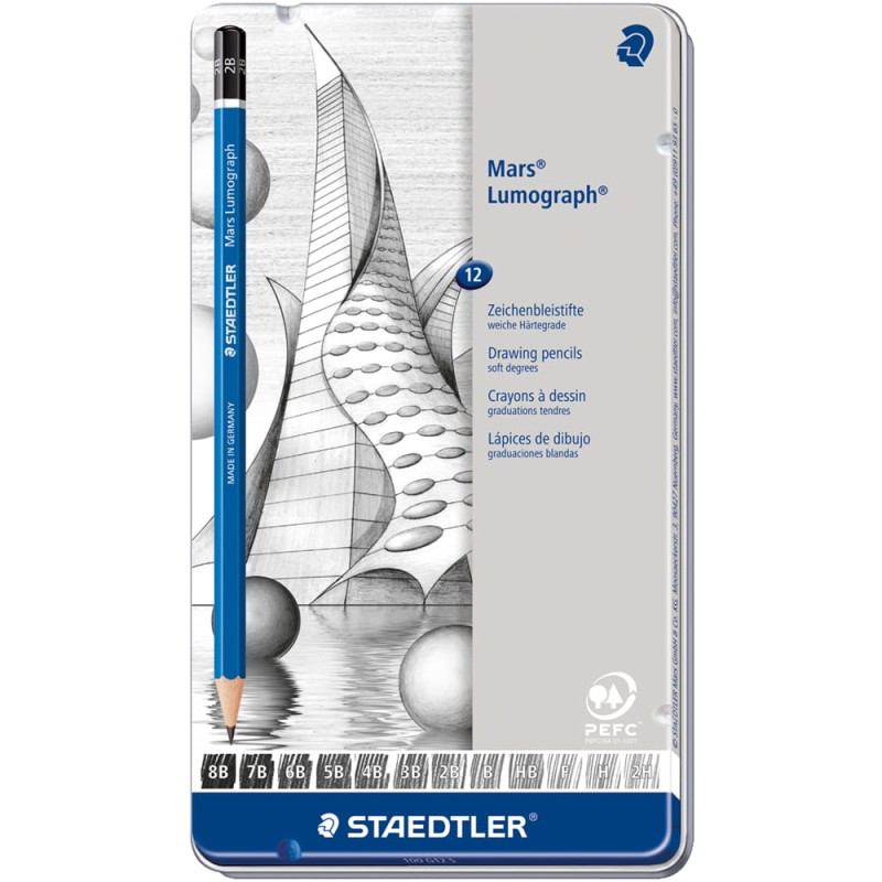 Zestaw ołówków Staedtler Mars Lumograph - 12 szt, 8B-2H