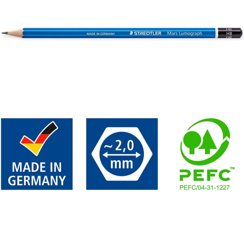 Zestaw ołówków Staedtler Mars Lumograph - 6 szt. + gumka i temperówka