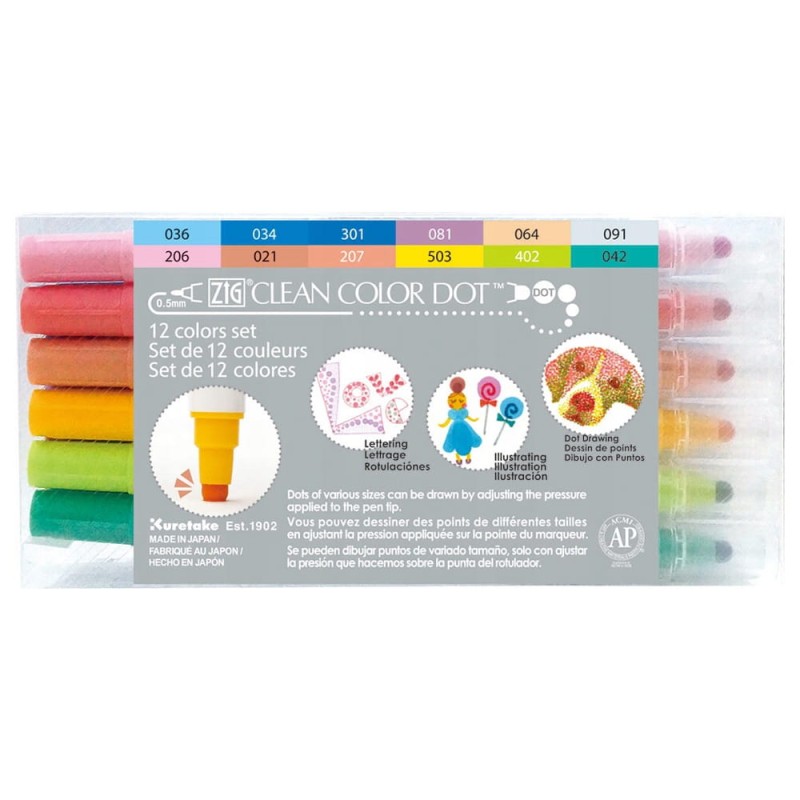 Zestaw Pisaków Clean Color Dot 12 szt.