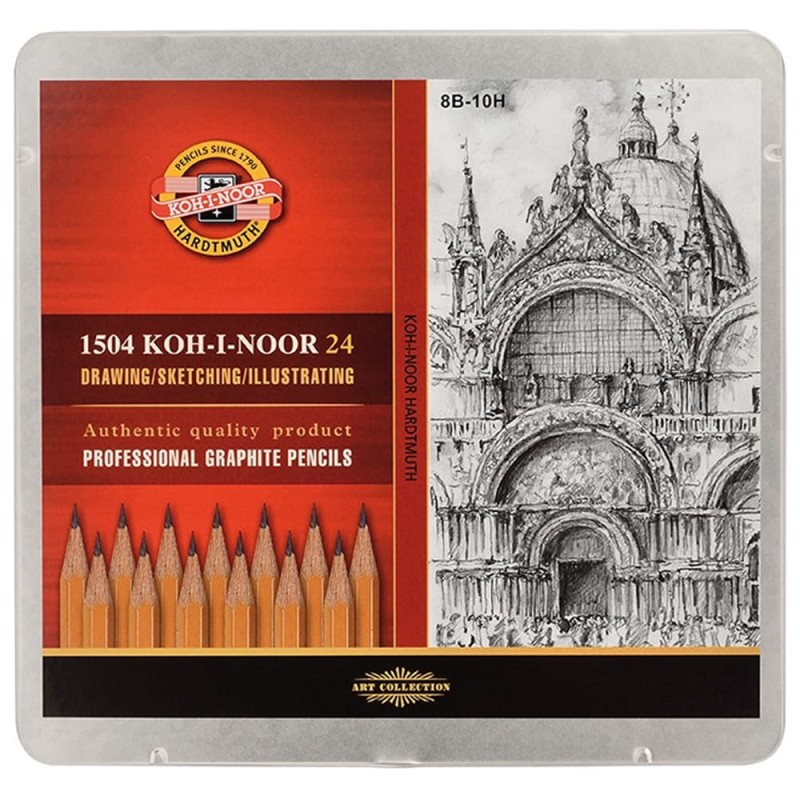 Zestaw ołówków Koh-i-Noor 1504 - 24 szt, 8B-10H