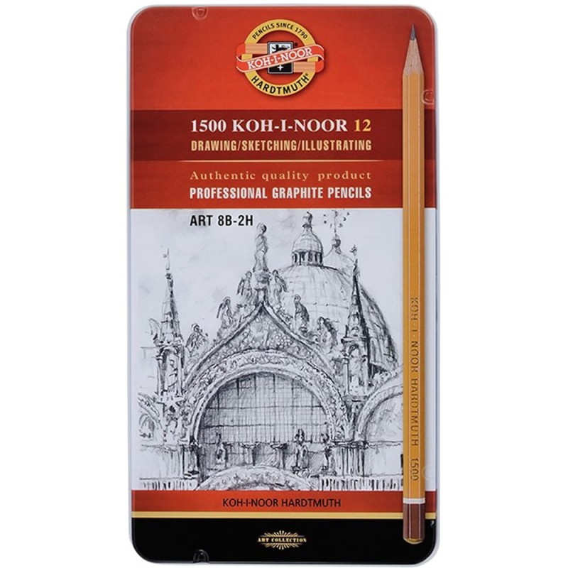 Zestaw ołówków Koh-i-noor 1502/II - 12 szt., 8B-2H