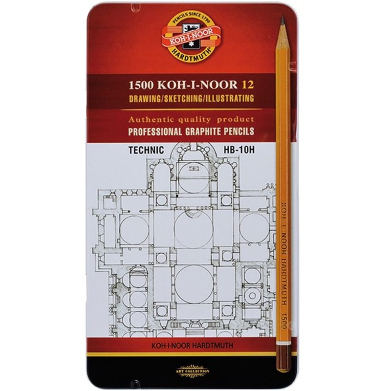 Zestaw ołówków 1500 Koh-i-Noor Technic - 12 szt, HB-10H