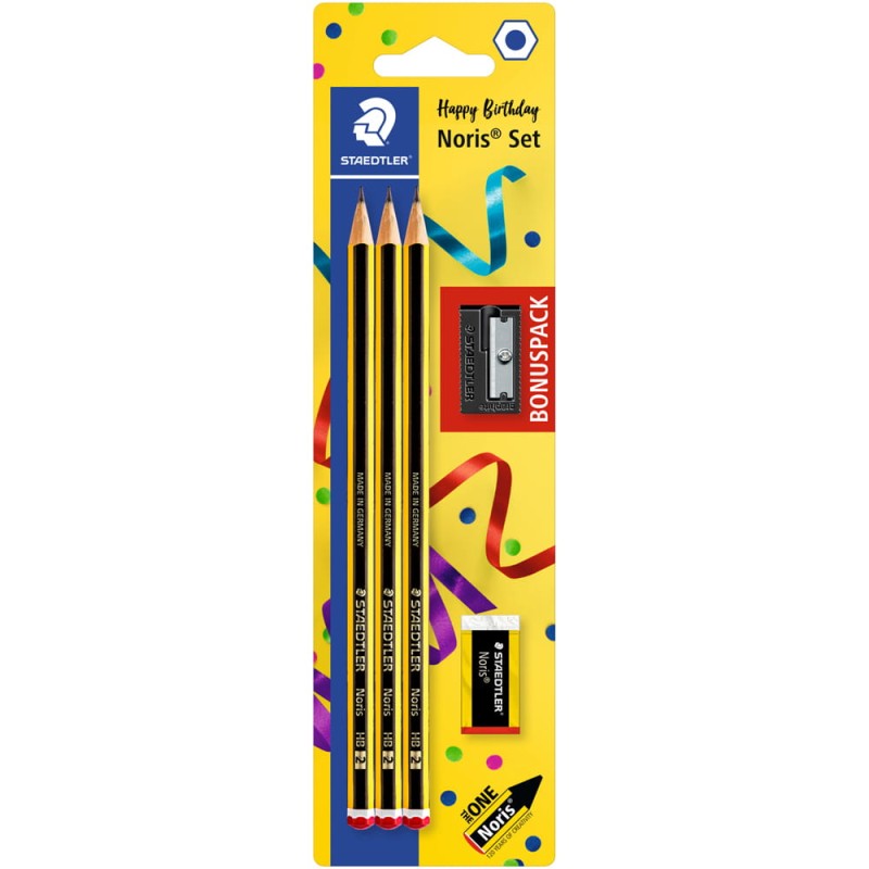 Zestaw ołówków Staedtler Noris HB - 3 szt. + gumka + temperówka