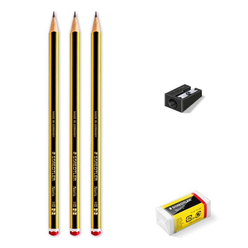 Zestaw ołówków Staedtler Noris HB - 3 szt. + gumka + temperówka