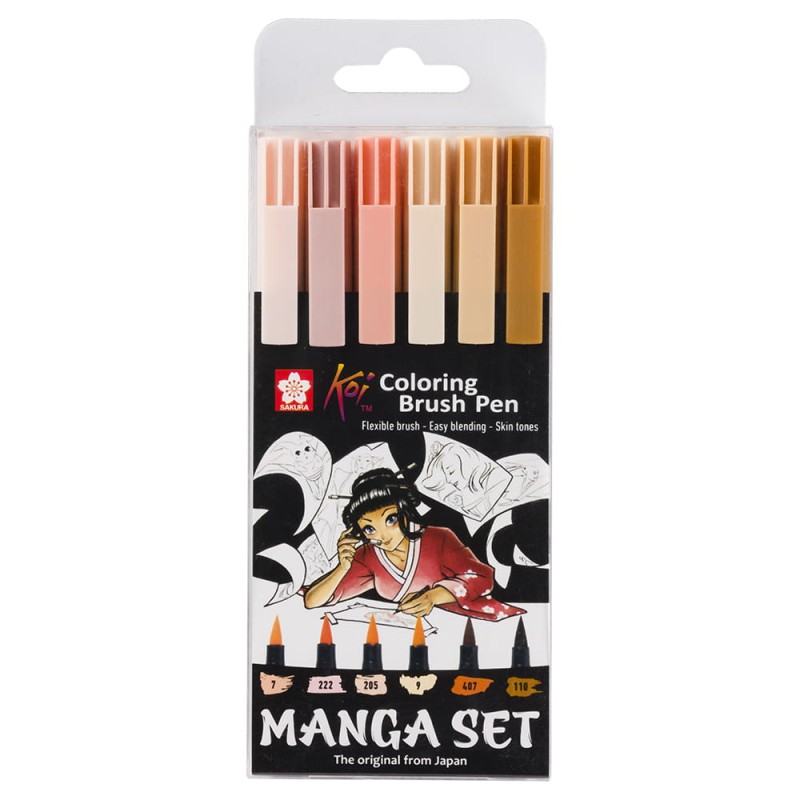 Zestaw pisaków Koi Coloring Brush Pens Sakura MANGA 6 szt