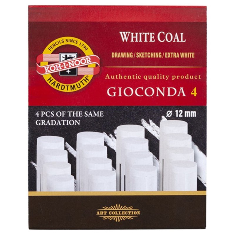 Węgiel prasowany Koh-i-noor Gioconda 8694 extra soft - 4szt., biały
