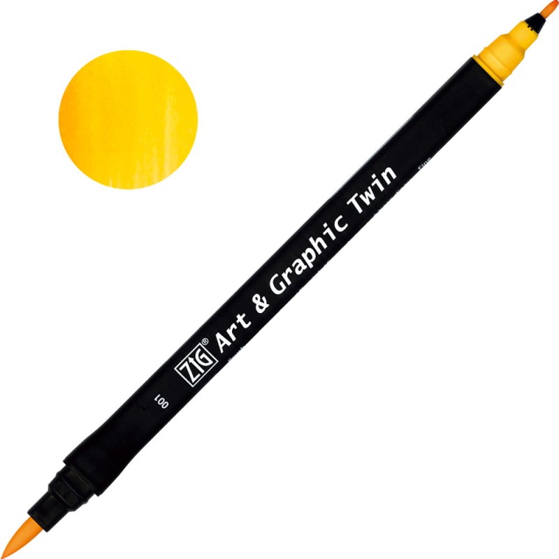 Pisak ZIG Art &amp; Graphic Twin Kuretake - 001 Yellow