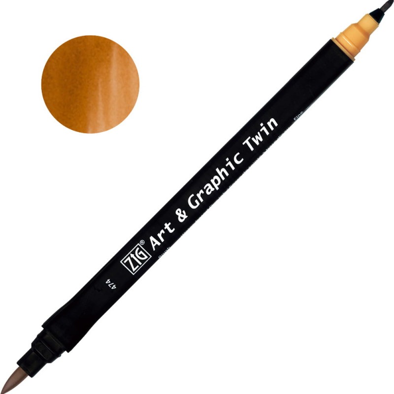 Pisak ZIG Art &amp; Graphic Twin Kuretake - 474 Mustard