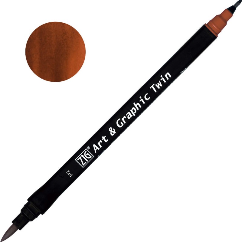 Pisak ZIG Art &amp; Graphic Twin Kuretake - 072 Brown