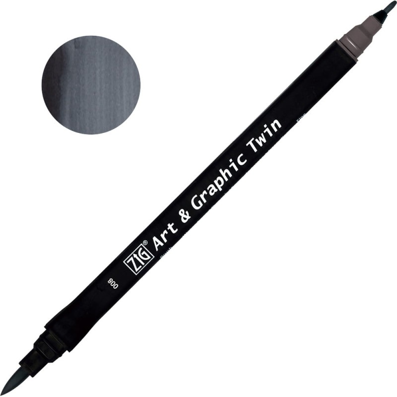Pisak ZIG Art &amp; Graphic Twin Kuretake - 008 Grey