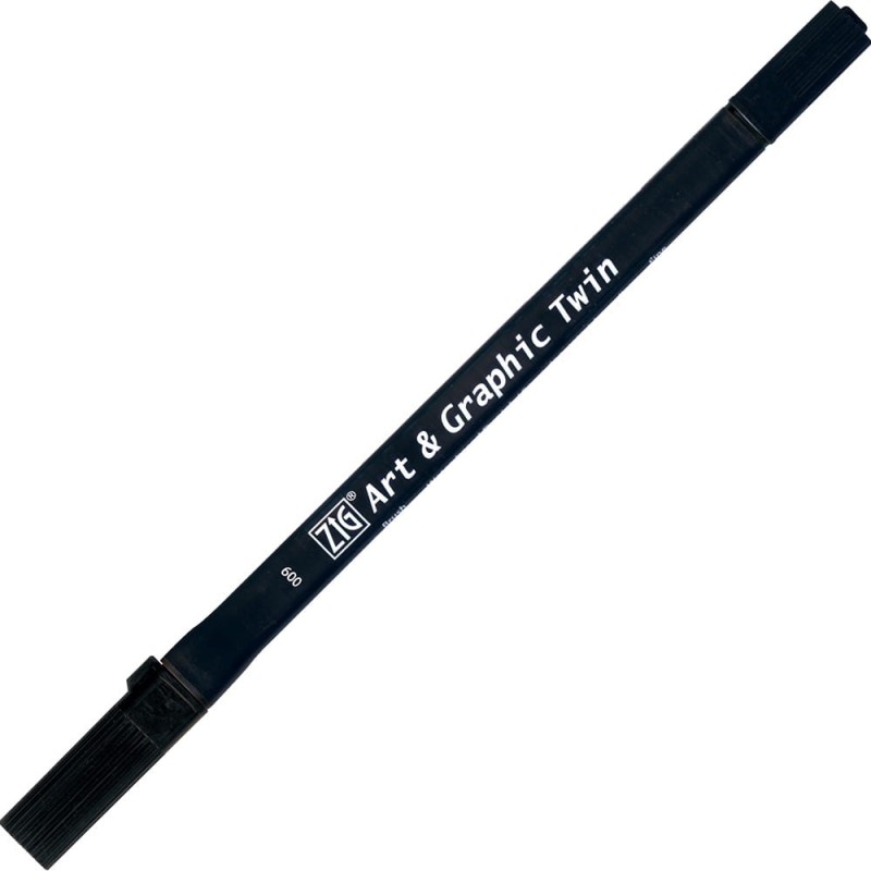 Pisak ZIG Art &amp; Graphic Twin Kuretake - 009 Black