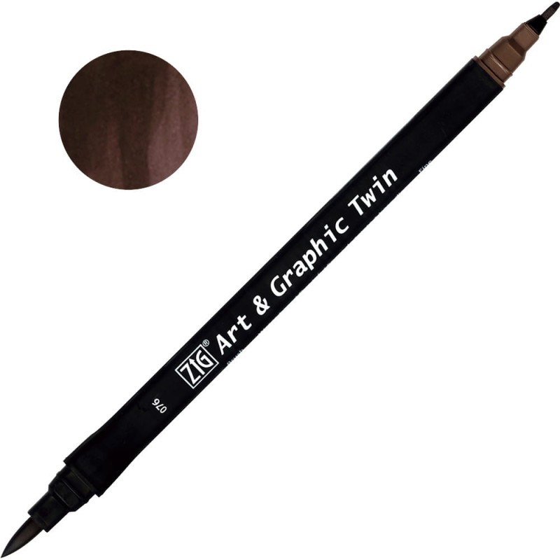 Pisak ZIG Art &amp; Graphic Twin Kuretake - 076 Dark Brown