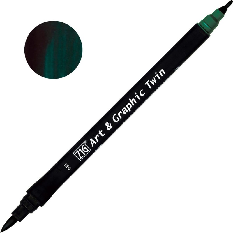 Pisak ZIG Art &amp; Graphic Twin Kuretake - 038 Marine Green