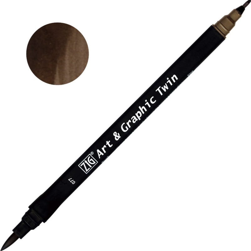 Pisak ZIG Art &amp; Graphic Twin Kuretake - 077 Deep Brown