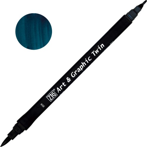 Pisak ZIG Art & Graphic Twin Kuretake - 059 Peacock Blue