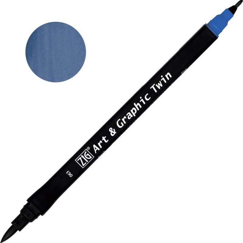 Pisak ZIG Art &amp; Graphic Twin Kuretake - 063 Dull Blue