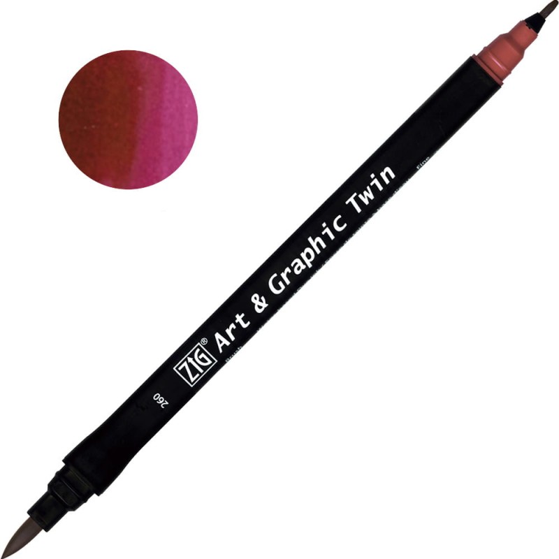 Pisak ZIG Art &amp; Graphic Twin Kuretake - 260 Deep Red