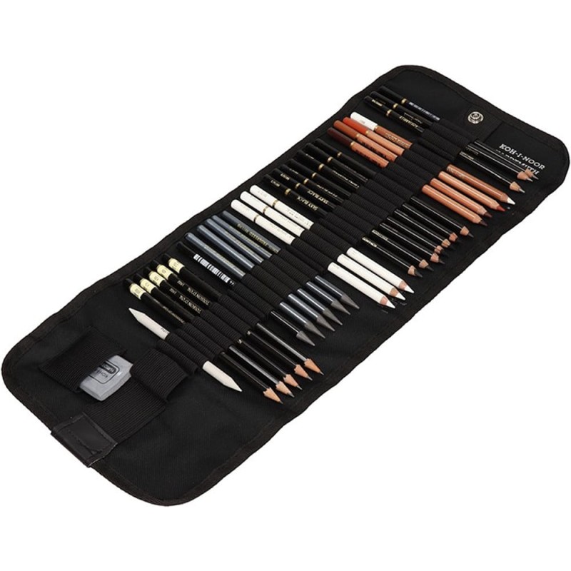 Zestaw artystyczny w zwijanym piórniku Koh-I-Noor 8891/6 - 39 elementów