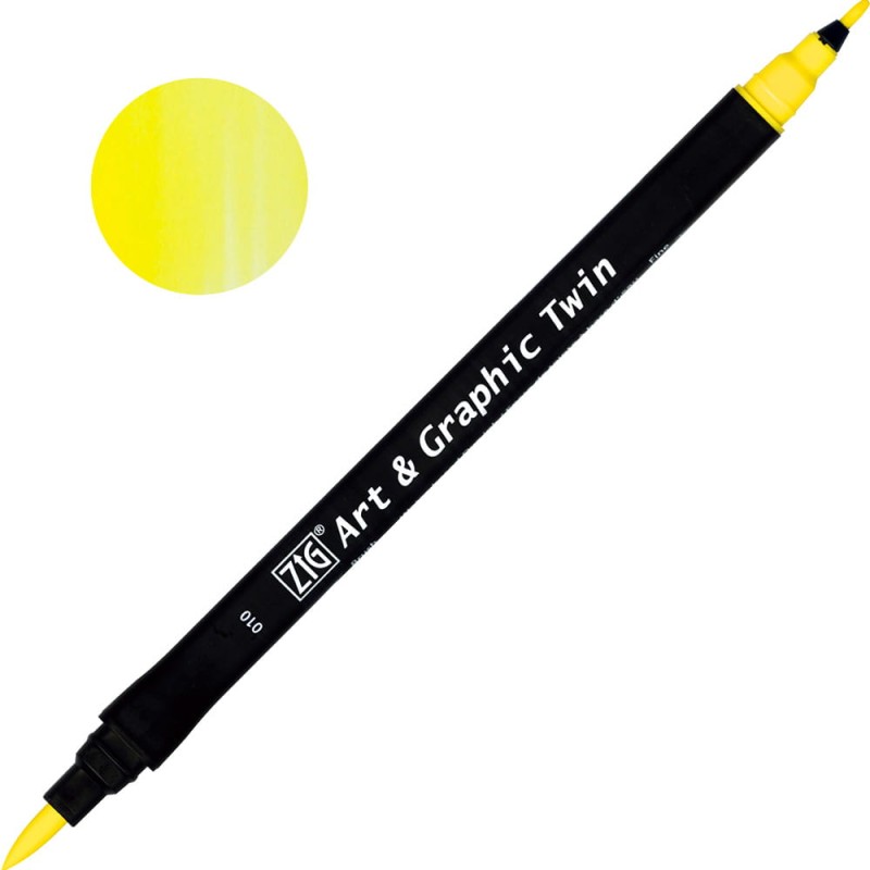Pisak ZIG Art &amp; Graphic Twin Kuretake - 010 Lemon Yellow