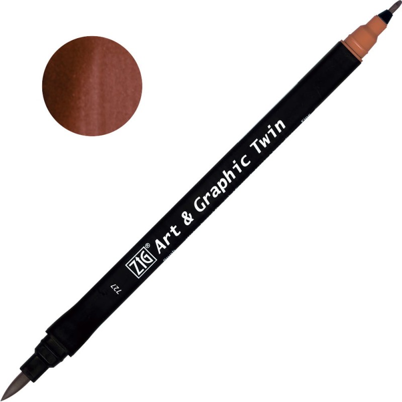 Pisak ZIG Art &amp; Graphic Twin Kuretake - 727 Deep Redish Brown