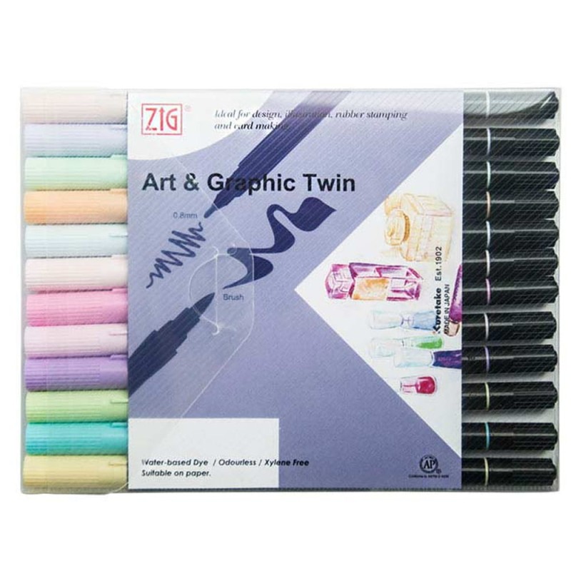 Zestaw ZIG Art &amp; Graphic Twin PASTEL 12 szt