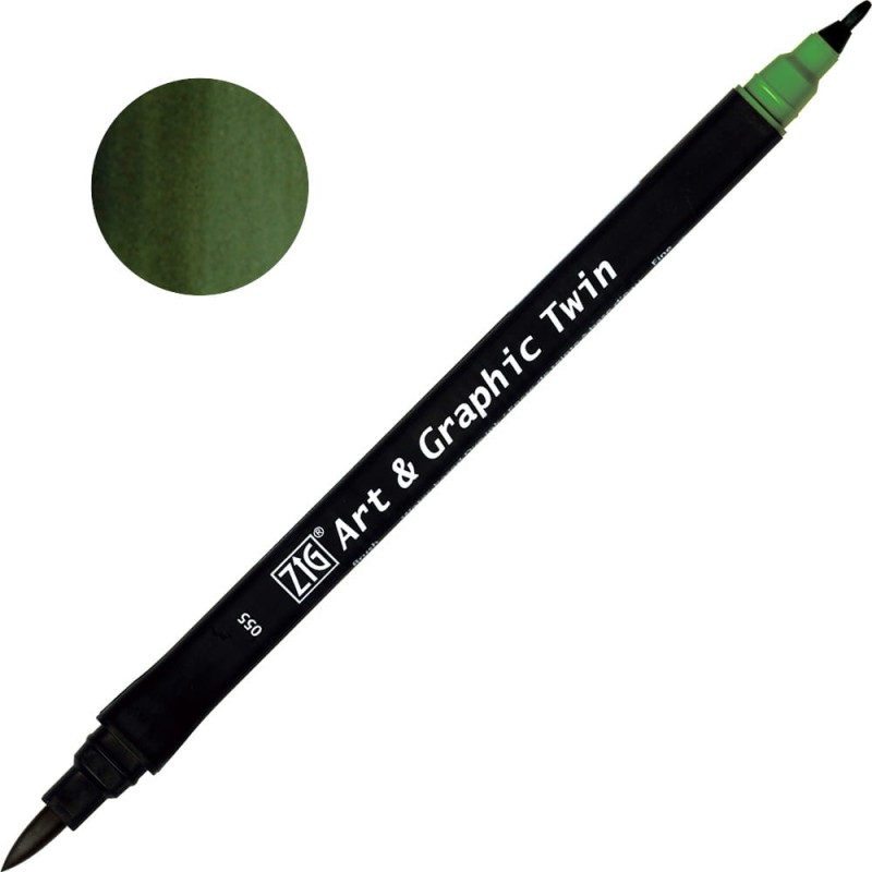 Pisak ZIG Art &amp; Graphic Twin Kuretake - 055 Deep Green