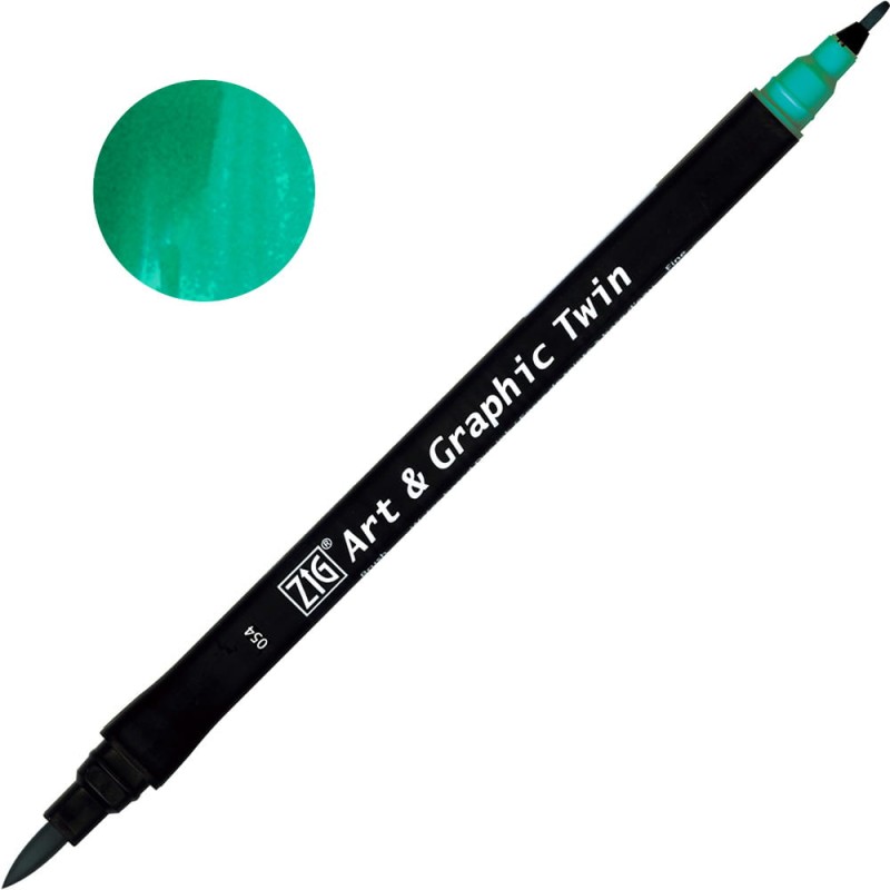 Pisak ZIG Art &amp; Graphic Twin Kuretake - 054 Turquoise Green