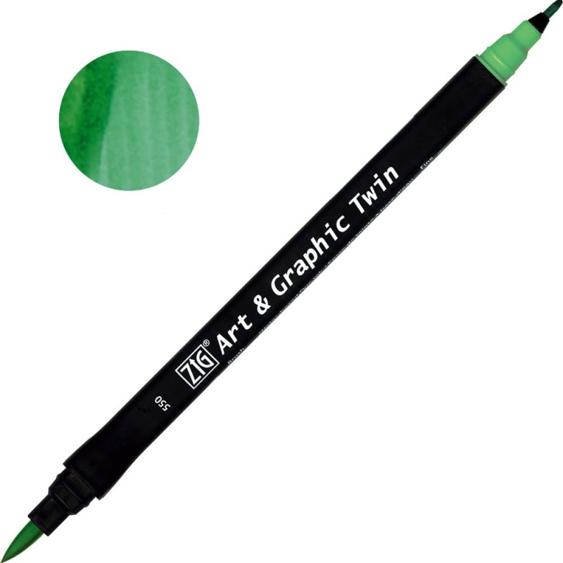 Pisak ZIG Art &amp; Graphic Twin Kuretake - 550 Emerald Green