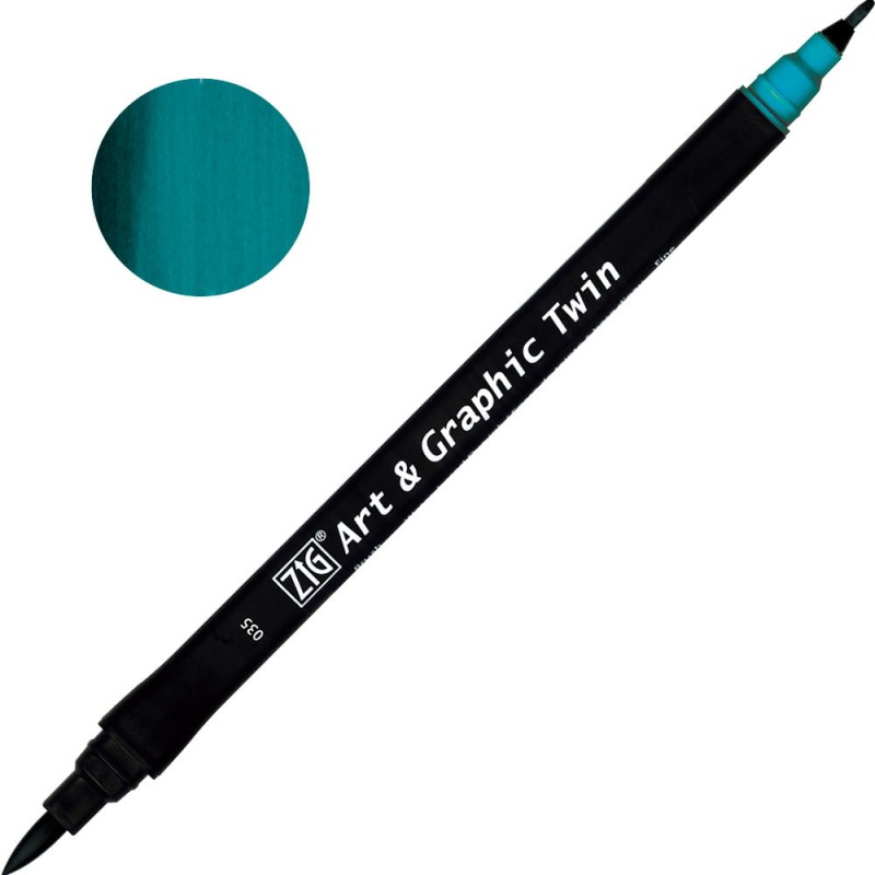 Pisak ZIG Art &amp; Graphic Twin Kuretake - 035 Persian Green