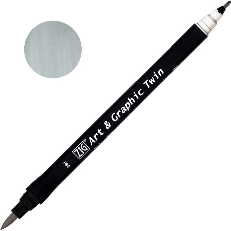 Pisak ZIG Art &amp; Graphic Twin Kuretake - 080 Light Grey