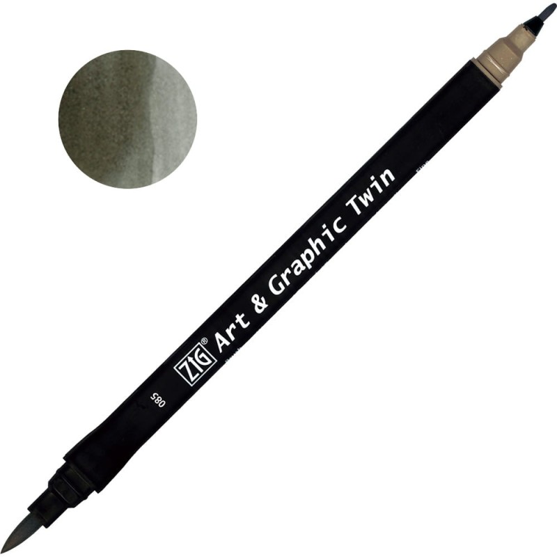 Pisak ZIG Art &amp; Graphic Twin Kuretake - 085 Green Grey