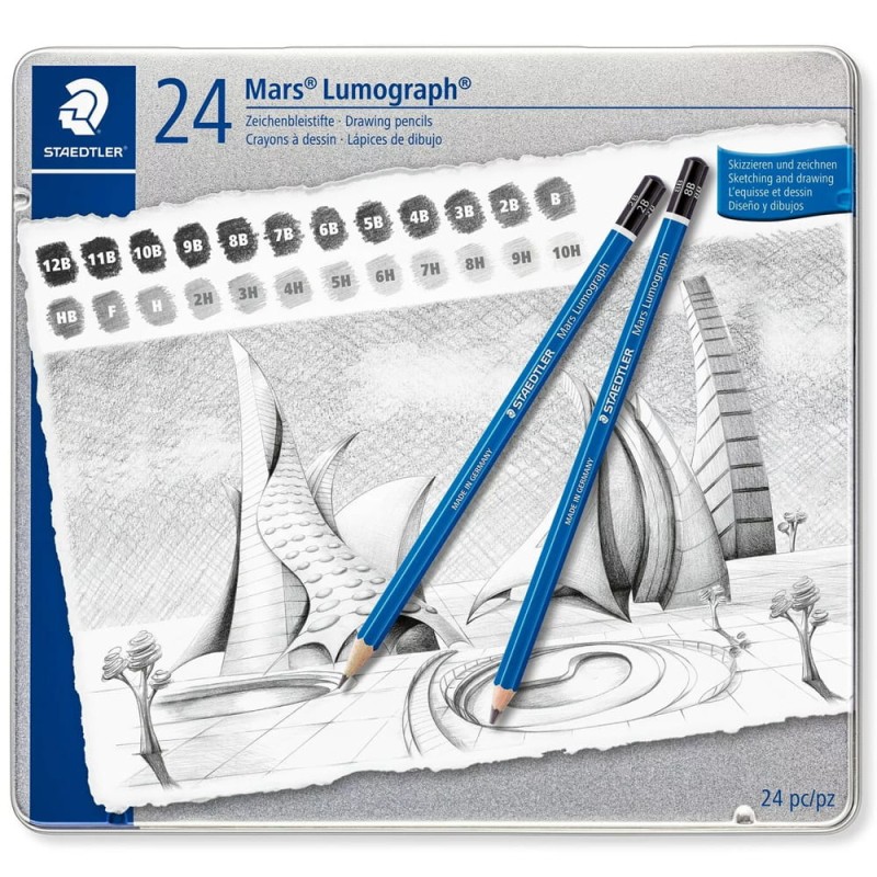 Zestaw ołówków Staedtler Mars Lumograph - 24 szt., 12B-10H