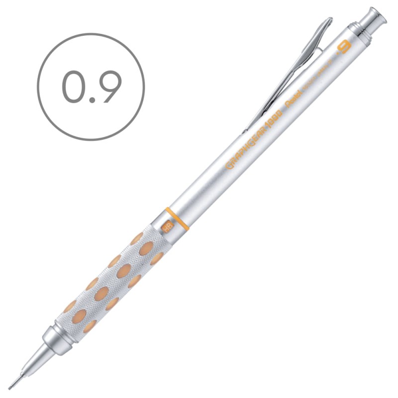 Ołówek automatyczny Pentel GraphGear 1000 - 0.9 mm, srebrno-żółty