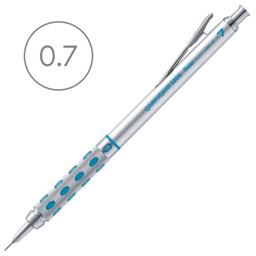 Ołówek automatyczny Pentel GraphGear 1000 - 0.7 mm, srebrno-niebieski