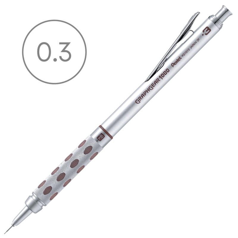Ołówek automatyczny Pentel GraphGear 1000 - 0.3 mm srebrno-bordowy
