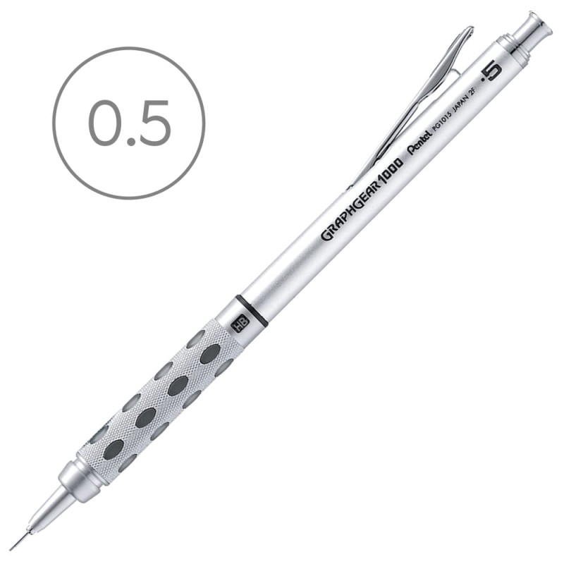 Ołówek automatyczny Pentel GraphGear 1000 - 0.5 mm, srebrno-szary