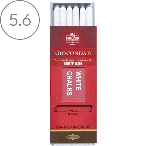 Wkłady kredowe do ołówków „Kubuś” Koh-I-Noor 4371 - 5.6 mm, białe
