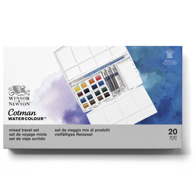 Farby akwarelowe Cotman Mixed Travel Set Winsor &amp; Newton 16 kostek + 3 tubki