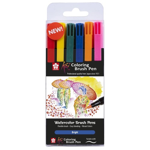 Zestaw pisaków Koi Coloring Brush Pens Sakura BRIGHT 6 szt 